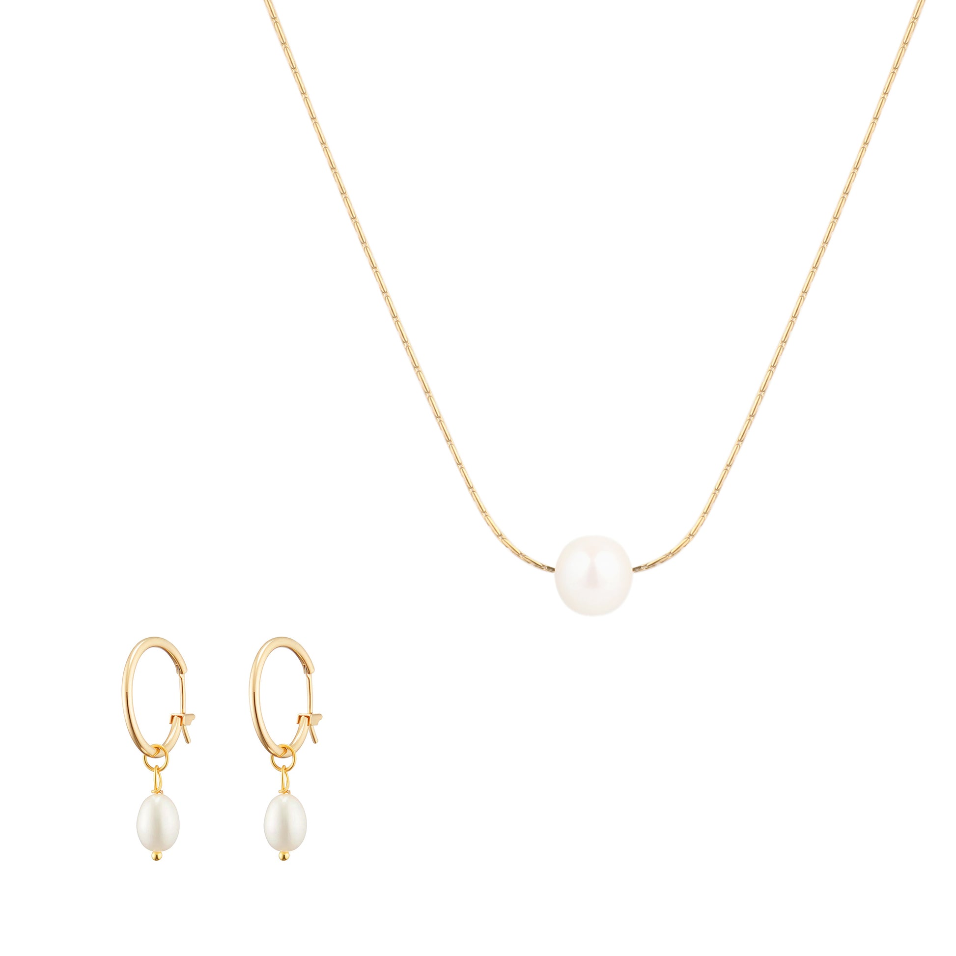 Pearl Pendant Necklace and Earrings Set - toutjewellery