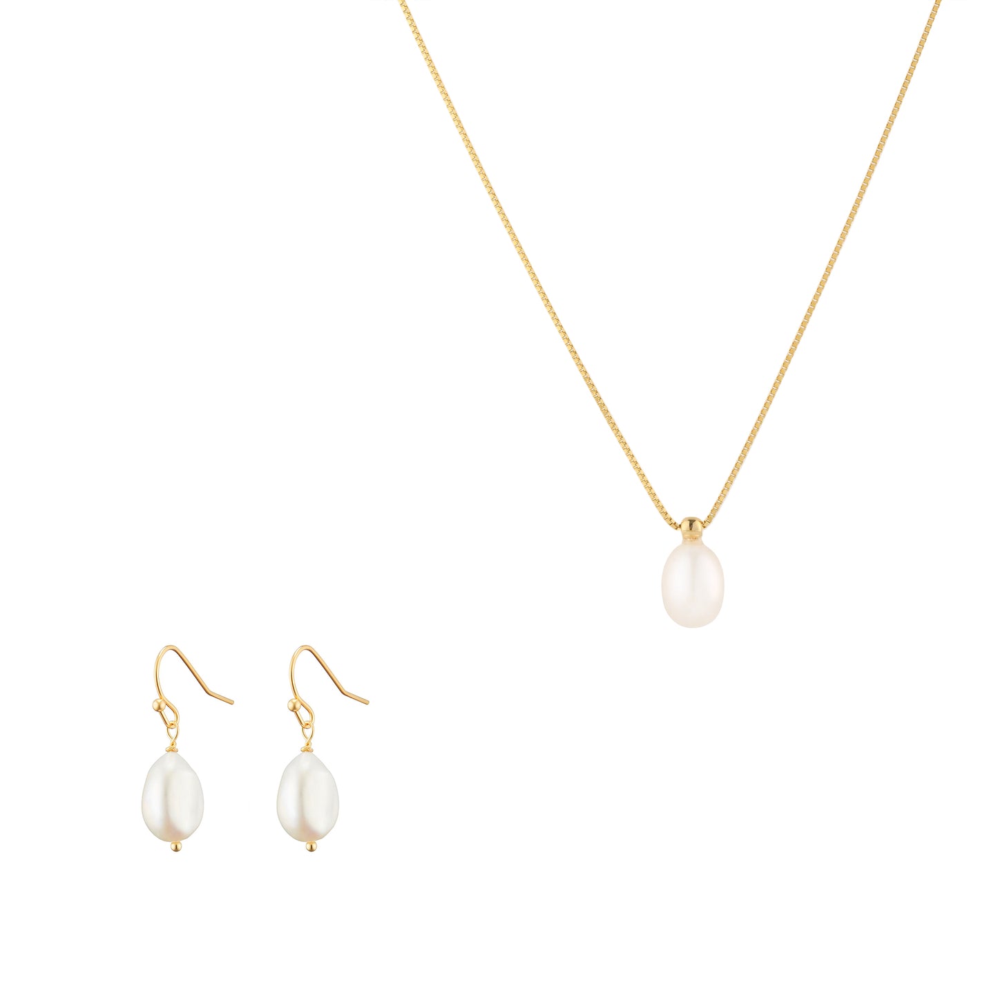 Freshwater Pearl Pendant Necklace Earrings Set - toutjewellery