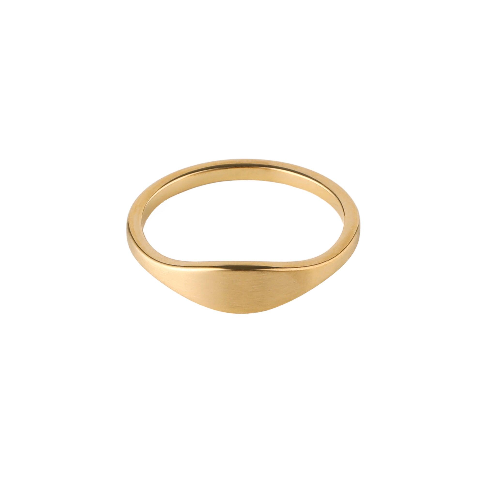 Gold Matte Signet Ring - toutjewellery