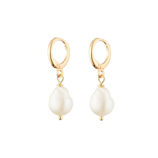 Gold Pearl Charm Drop Earrings - toutjewellery