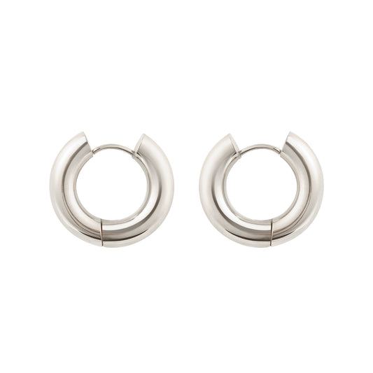 Essential Chubby Hoop Earrings in Silver - toutjewellery