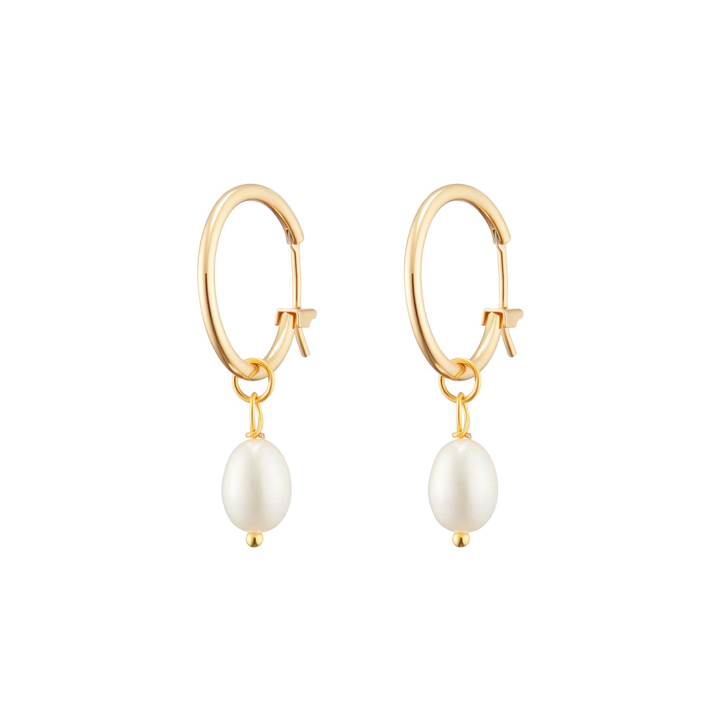 Gold Pearl Hoop Earrings - toutjewellery