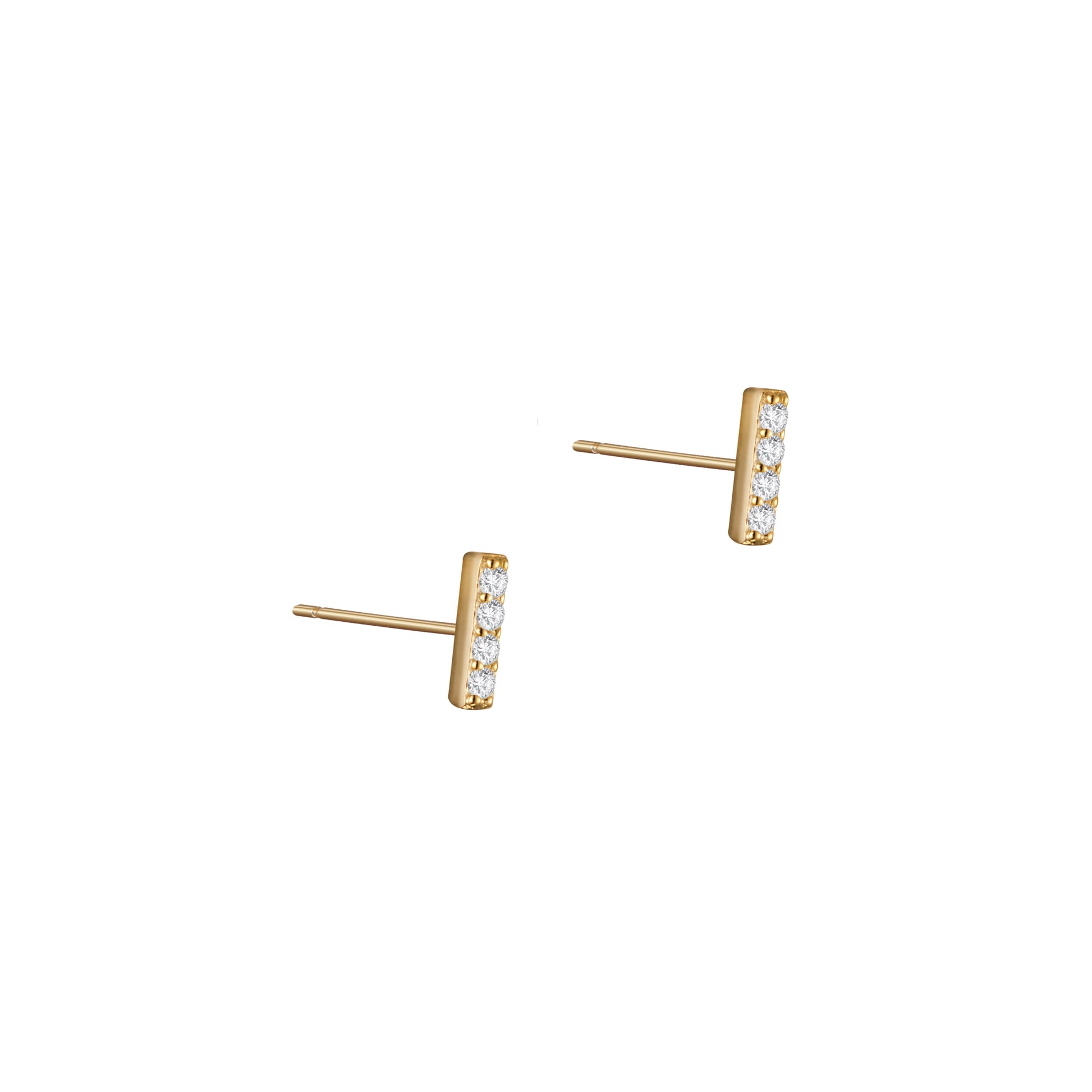 Crystal Bar Stud Earrings in Gold - toutjewellery