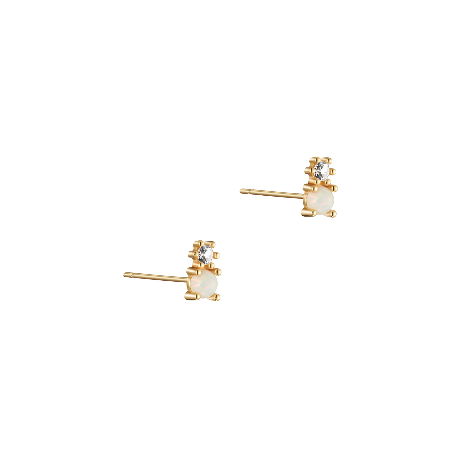 Opal Crystal Stud Earrings in Gold - toutjewellery