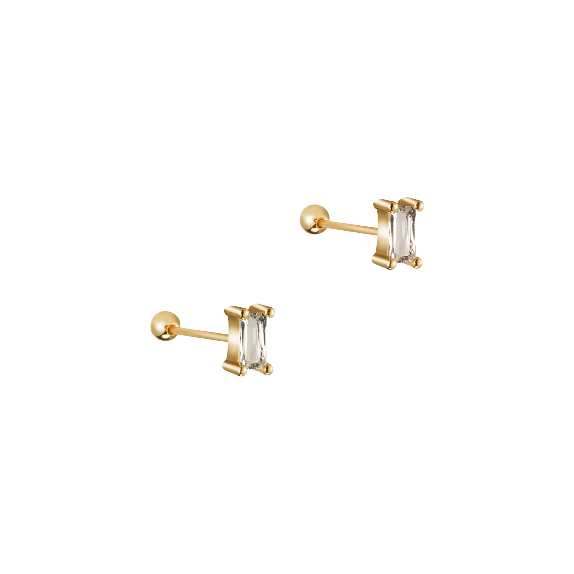 Crystal Baguette Stud Earrings in Gold - toutjewellery