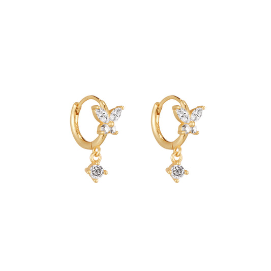 Gold Butterfly Crystal Hoop Earrings - toutjewellery