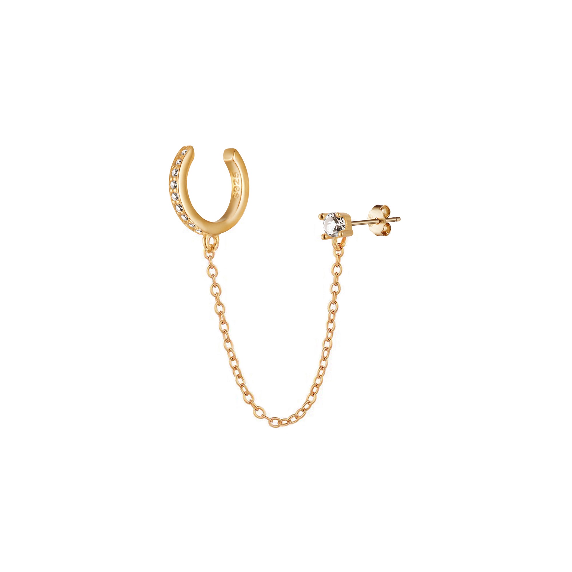 Crystal Chain Ear Cuff in Gold - toutjewellery