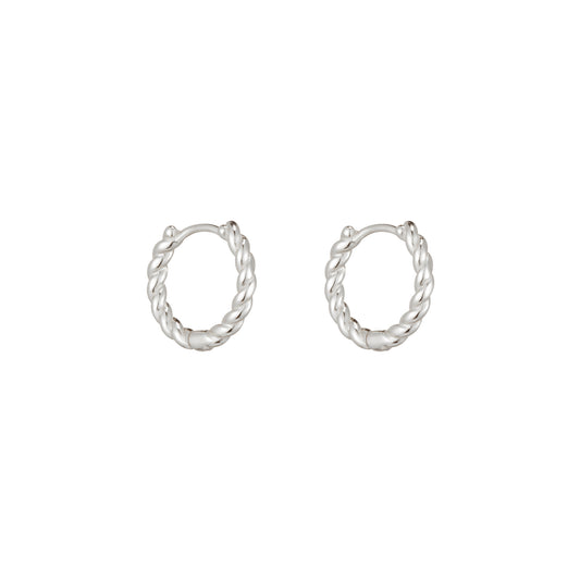 Braided Huggie Hoops in Silver - toutjewellery