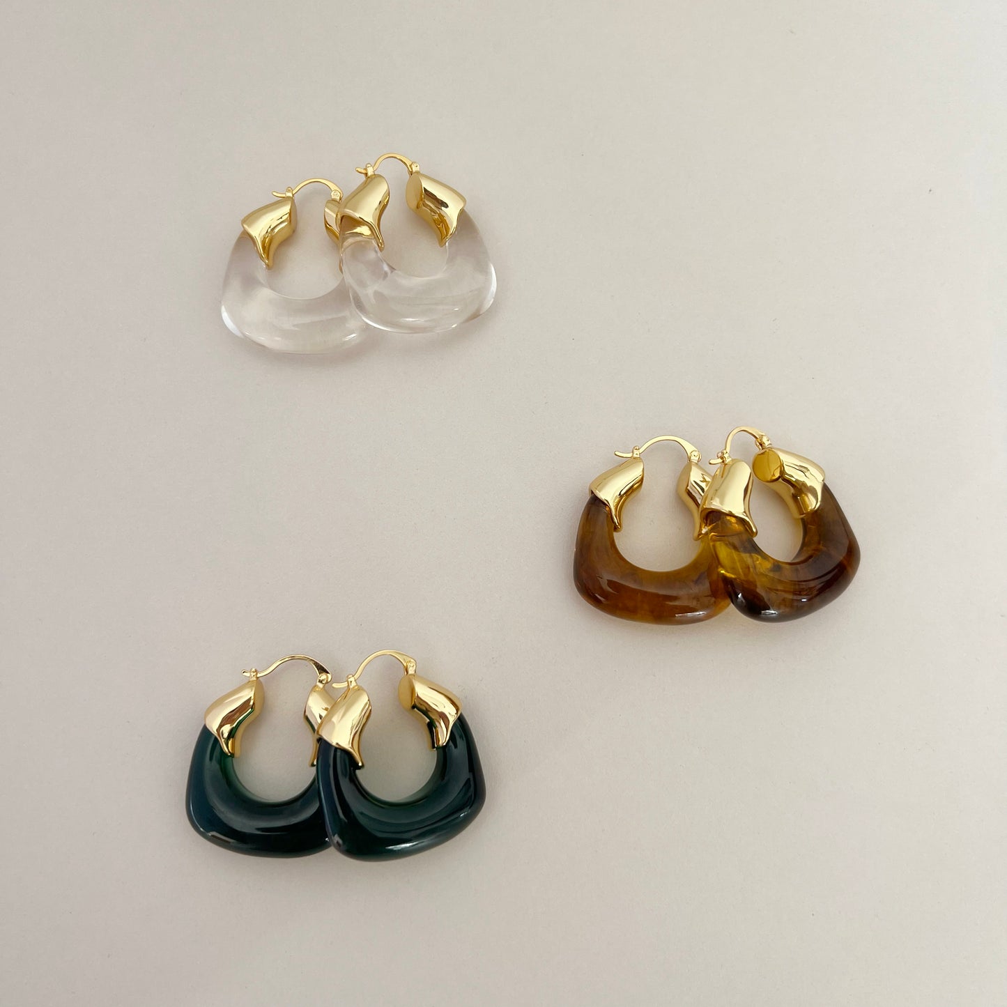 Statement Chunky Resin Hoop Earrings in Green - toutjewellery