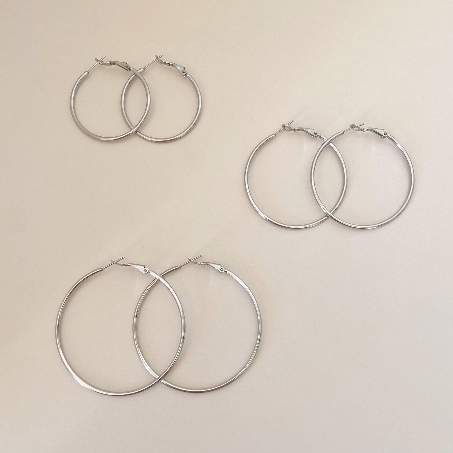 Oversized Thin Hoop Earrings in Silver - toutjewellery