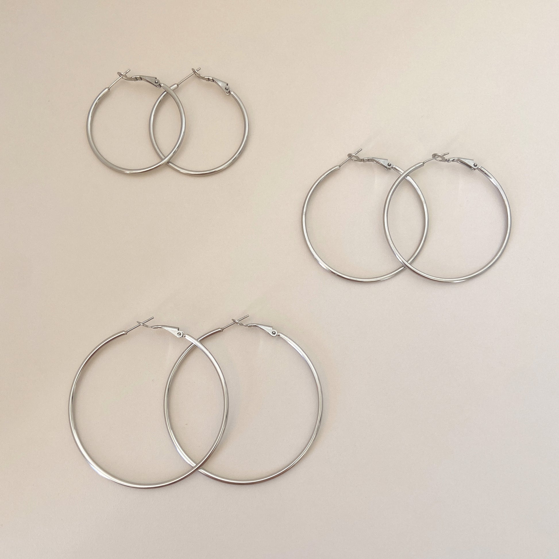 Oversized Thin Hoop Earrings in Silver - toutjewellery