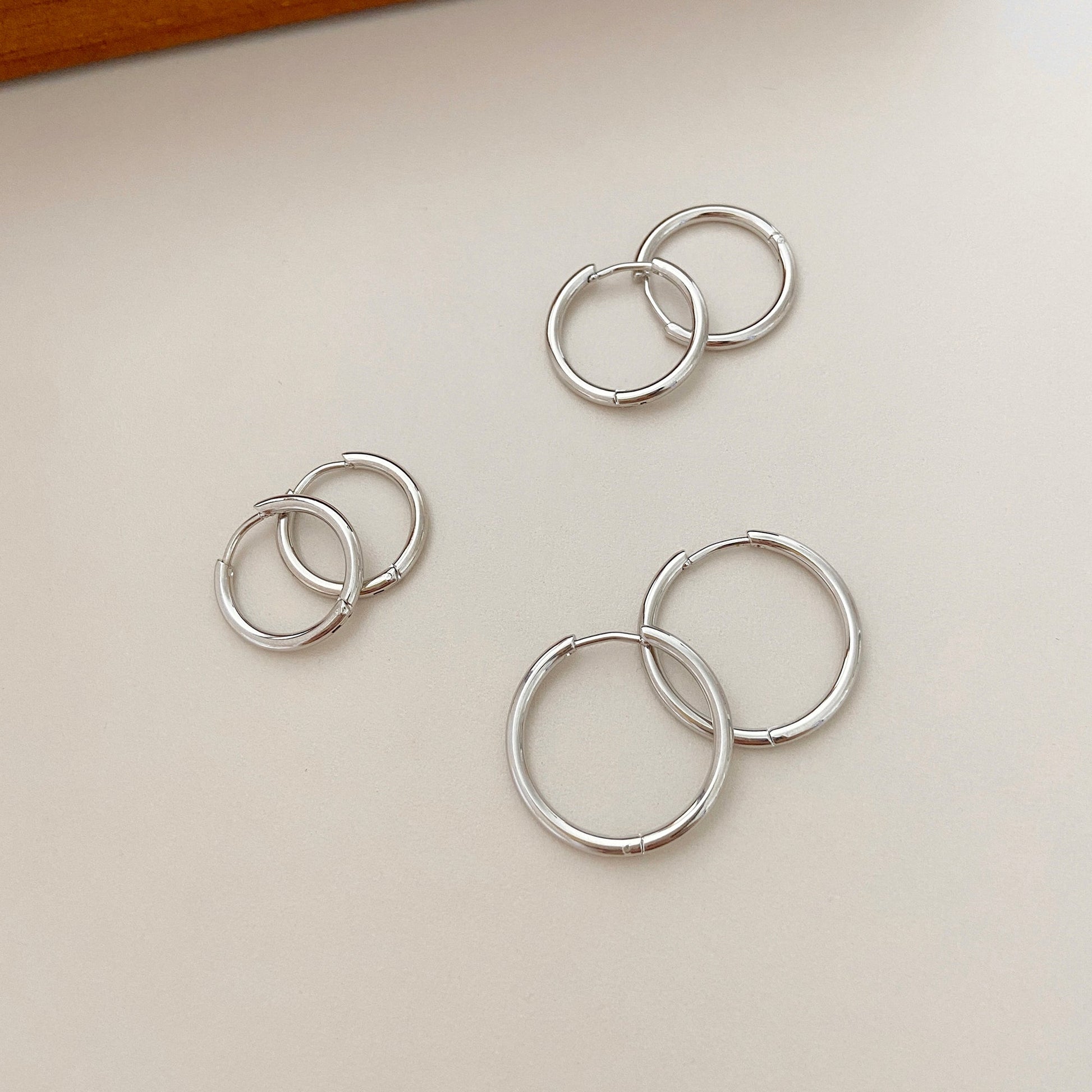 Thin Hinged Hoop Earrings in Silver - toutjewellery