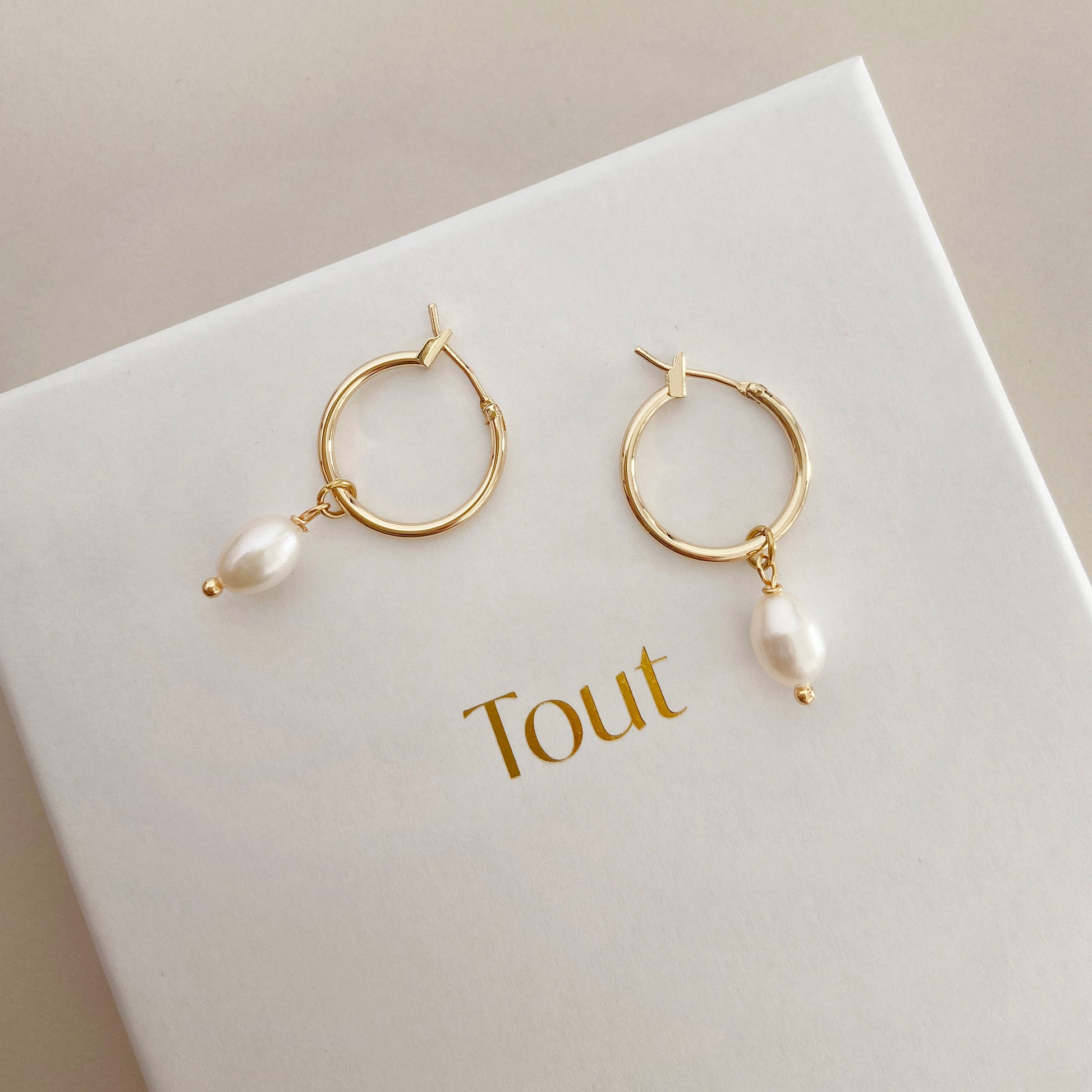 Gold Hoop Pearl Earrings - toutjewellery