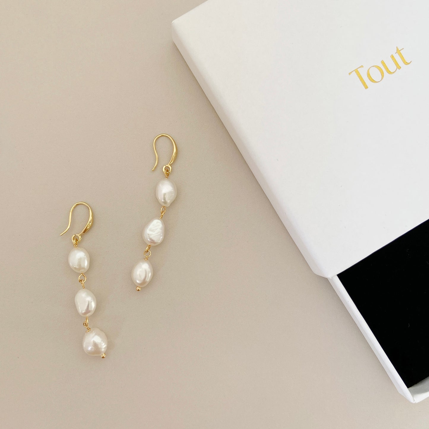 Triple Pearls Charm Drop Earrings - toutjewellery