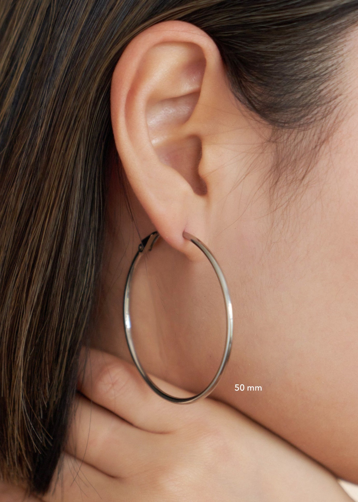 Oversized Thin Hoop Earrings in Silver - toutjewellery