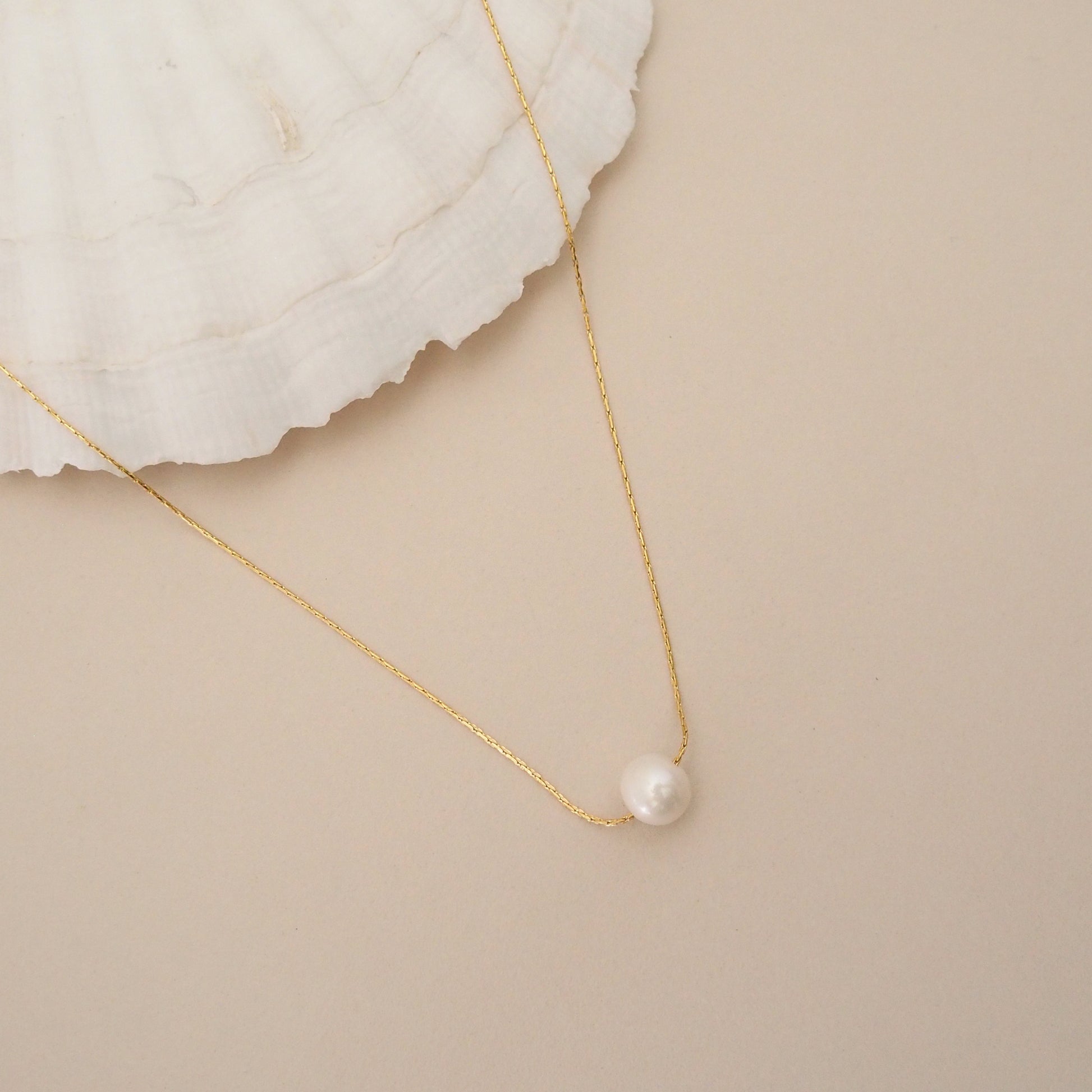 Single Pearl Pendant Gold Necklace - toutjewellery