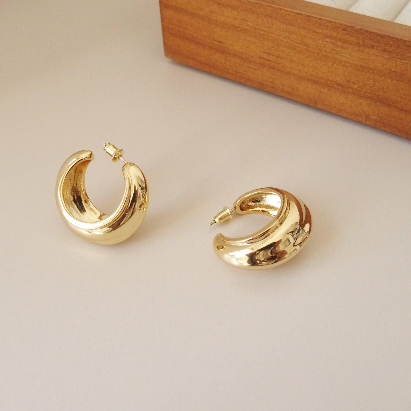 Gold Dome Hoop Earrings - toutjewellery