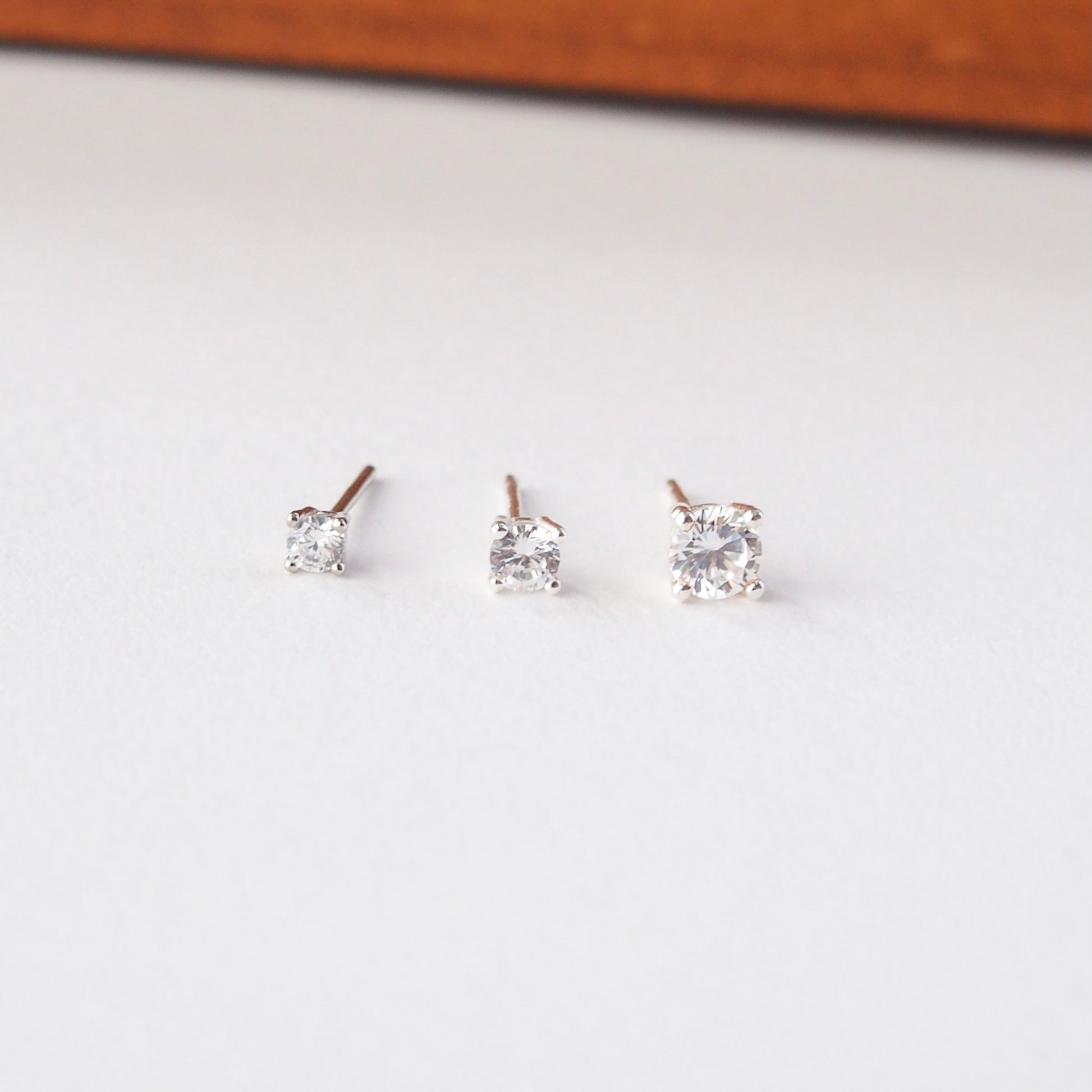 Tiny Crystal Stud Earrings in Silver - toutjewellery