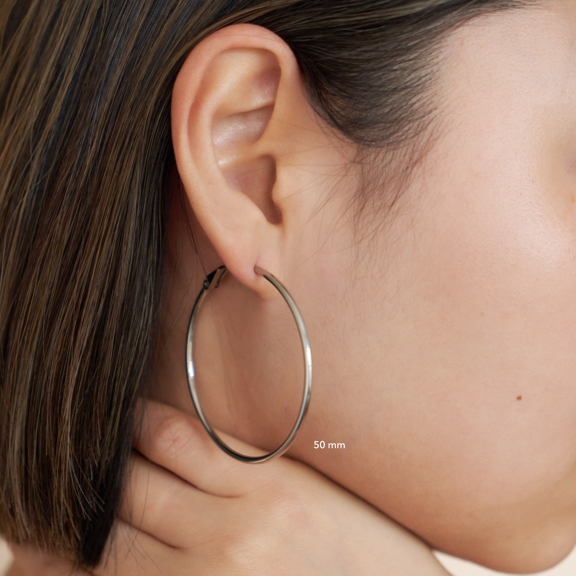 Oversized Thin Hoop Earrings in Silver - toutjewellery