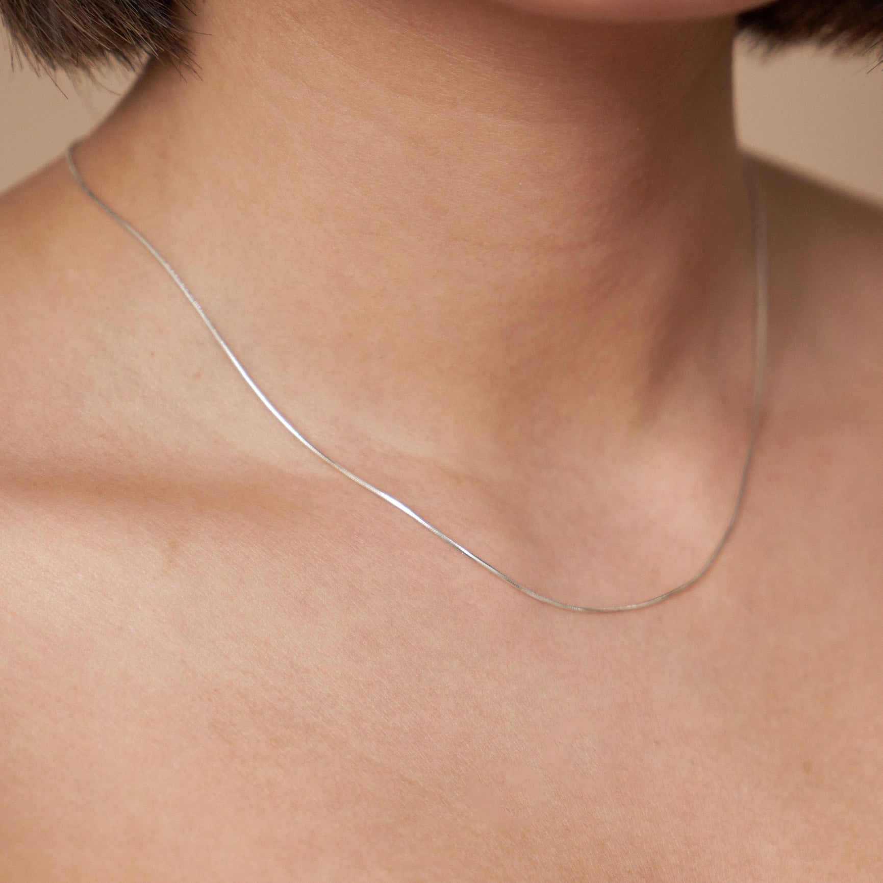 Thin Snake Chain Necklace in Silver - toutjewellery