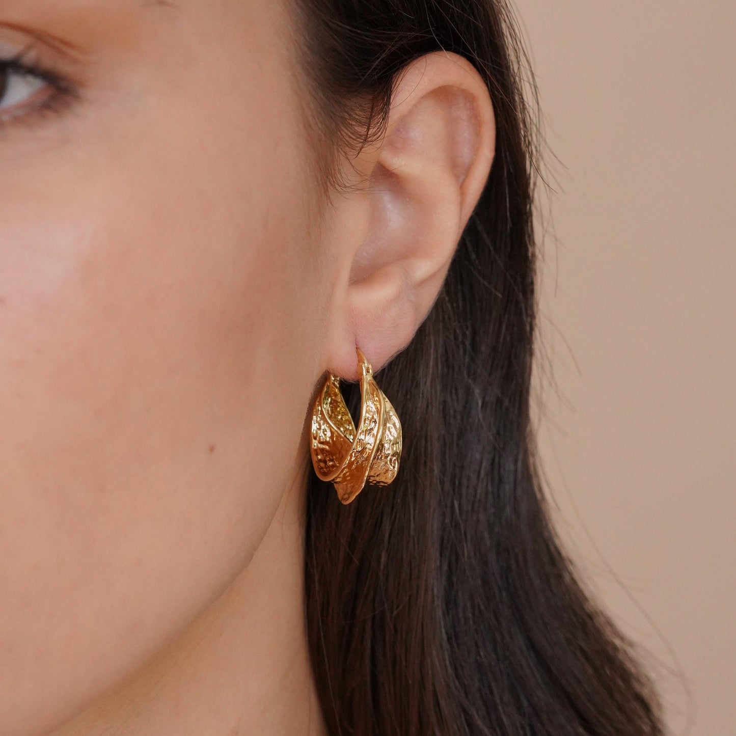 Gold Fulani Irregular Hoop Earrings - toutjewellery