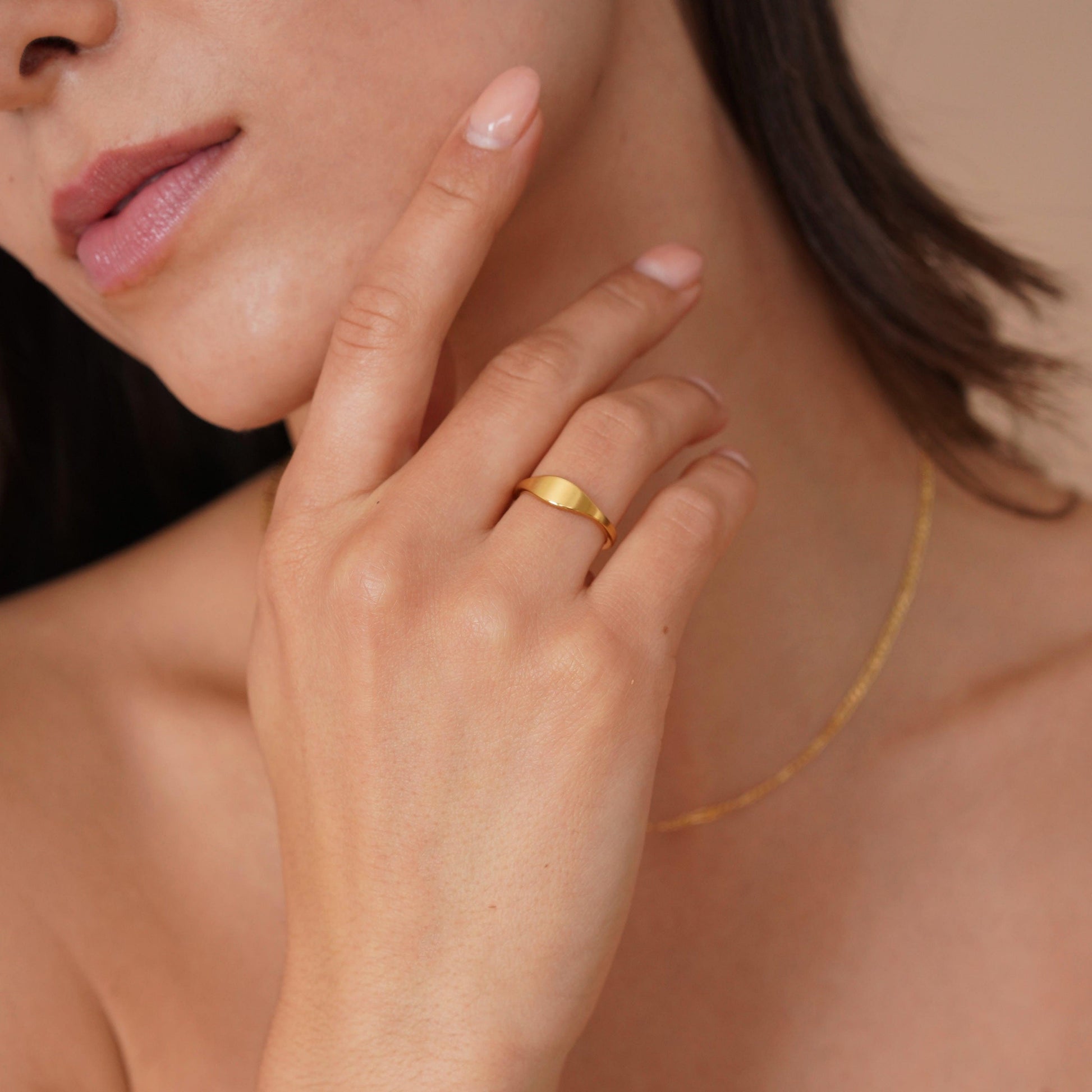 Gold Matte Signet Ring - toutjewellery