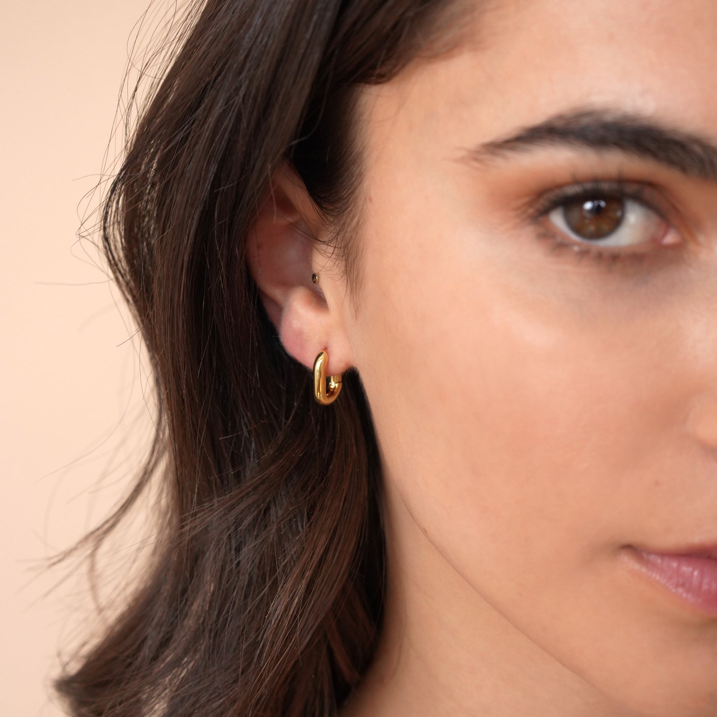 Gold Rectangle Huggie Earrings - toutjewellery