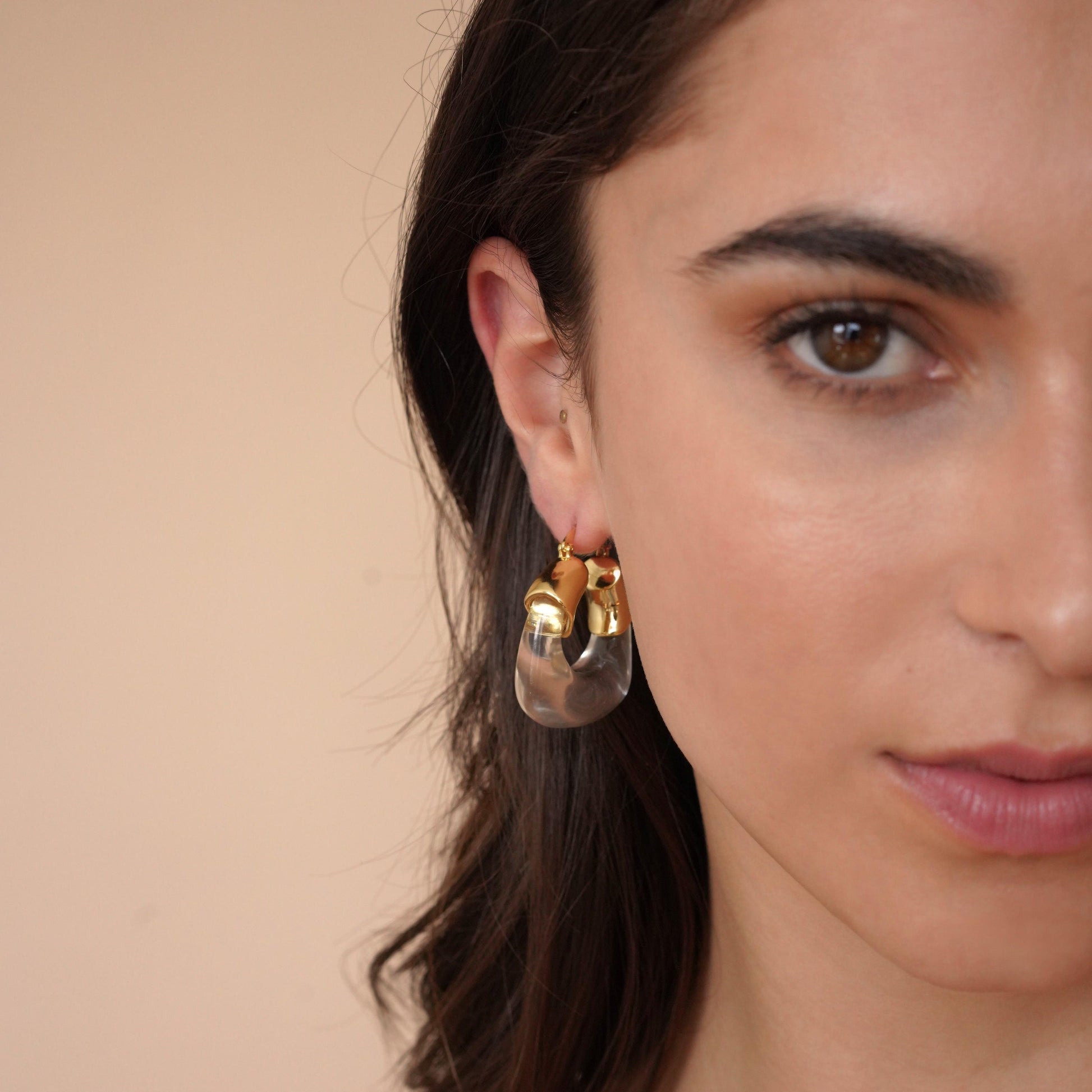 Statement Chunky Resin Hoop Earrings in Clear - toutjewellery