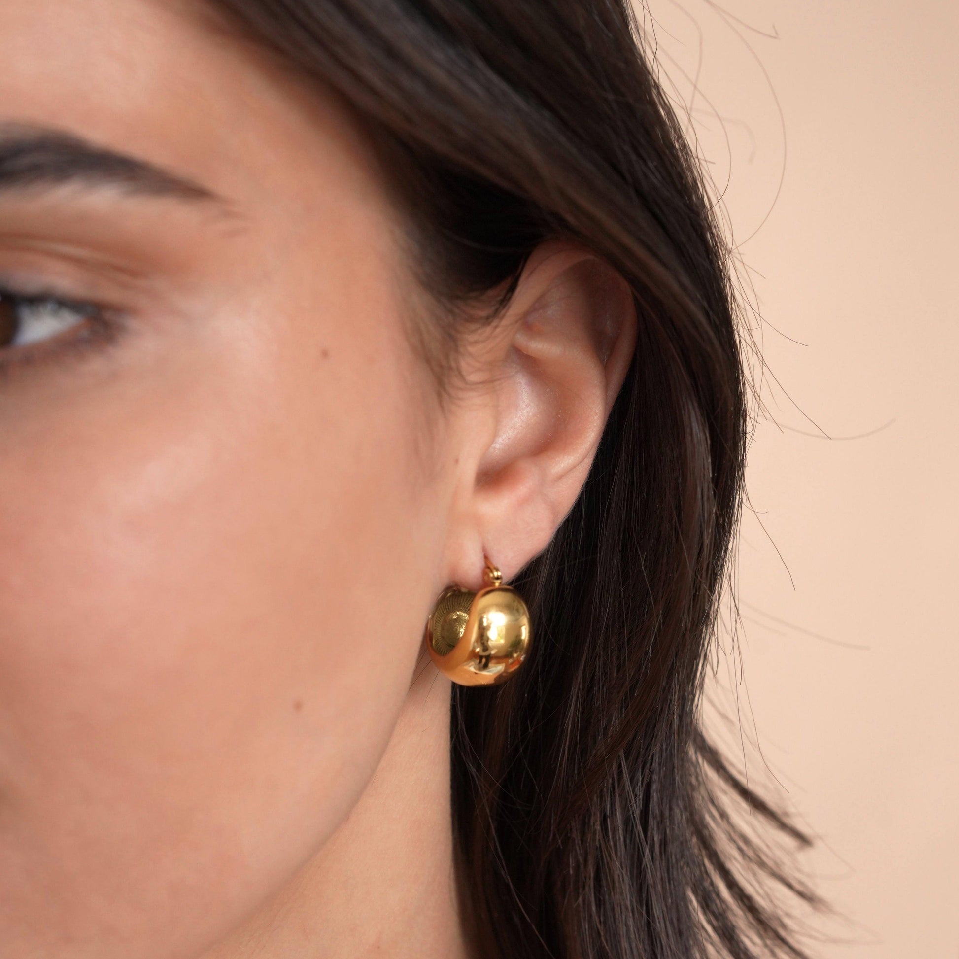 Gold Dome Hoop Earrings - toutjewellery