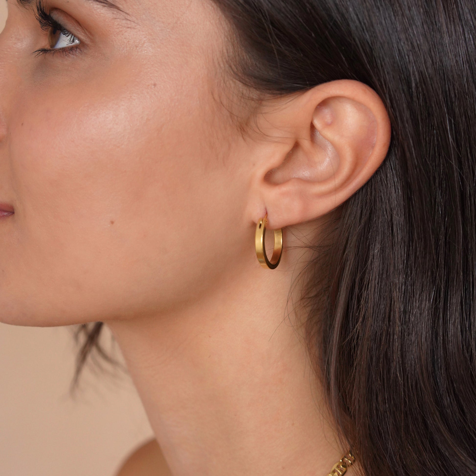 Gold Small Flat Hoop Earrings - toutjewellery