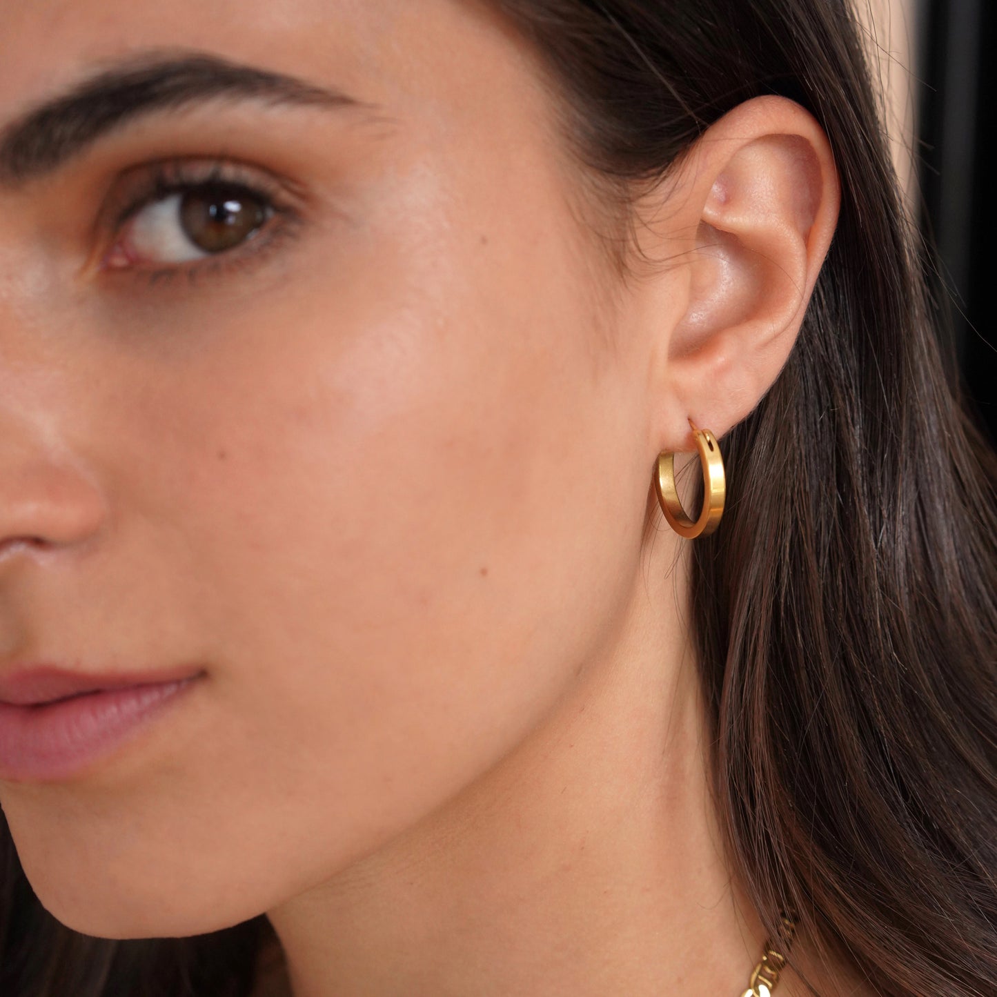 Gold Small Flat Hoop Earrings - toutjewellery