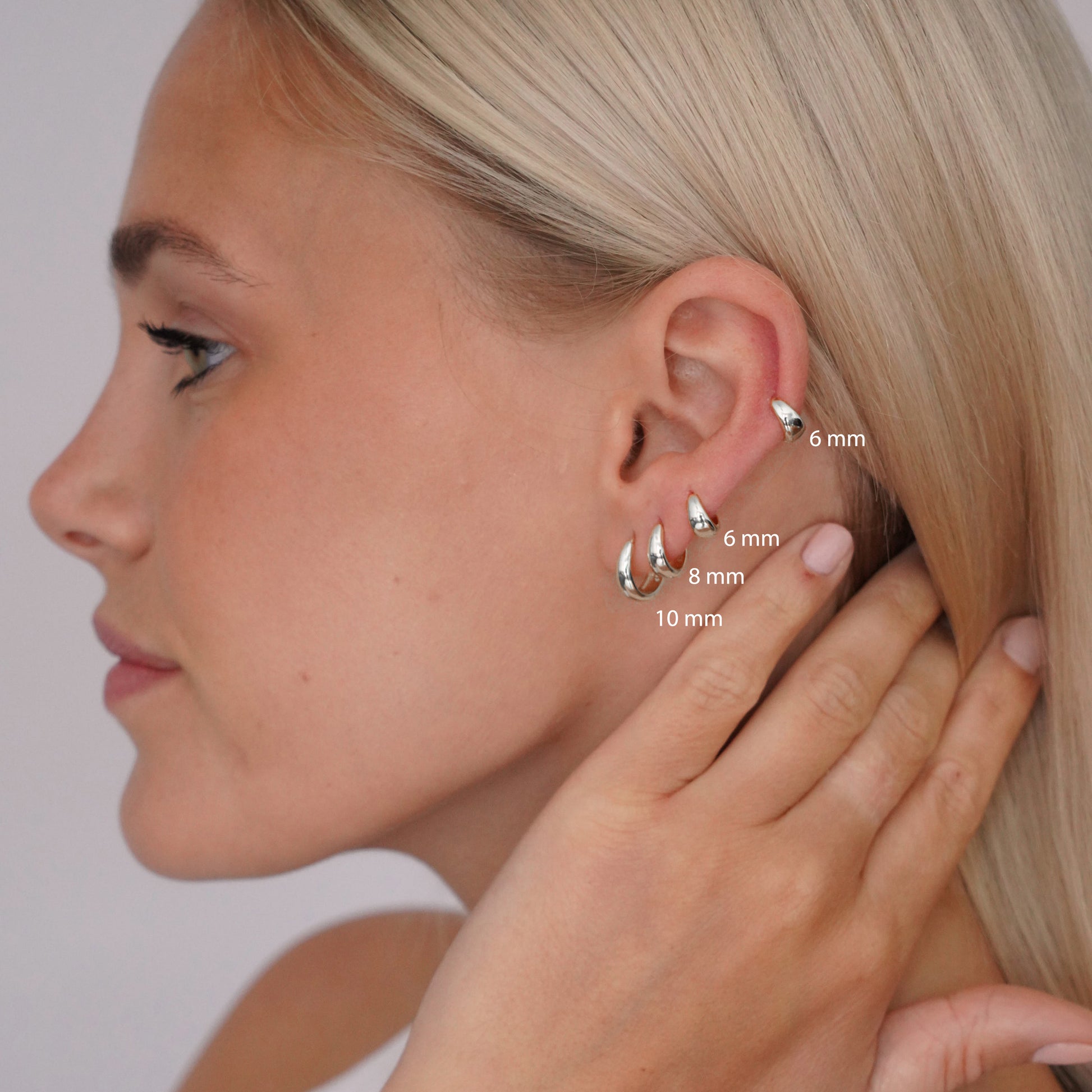 Tapered Huggie Hoops in Silver - toutjewellery