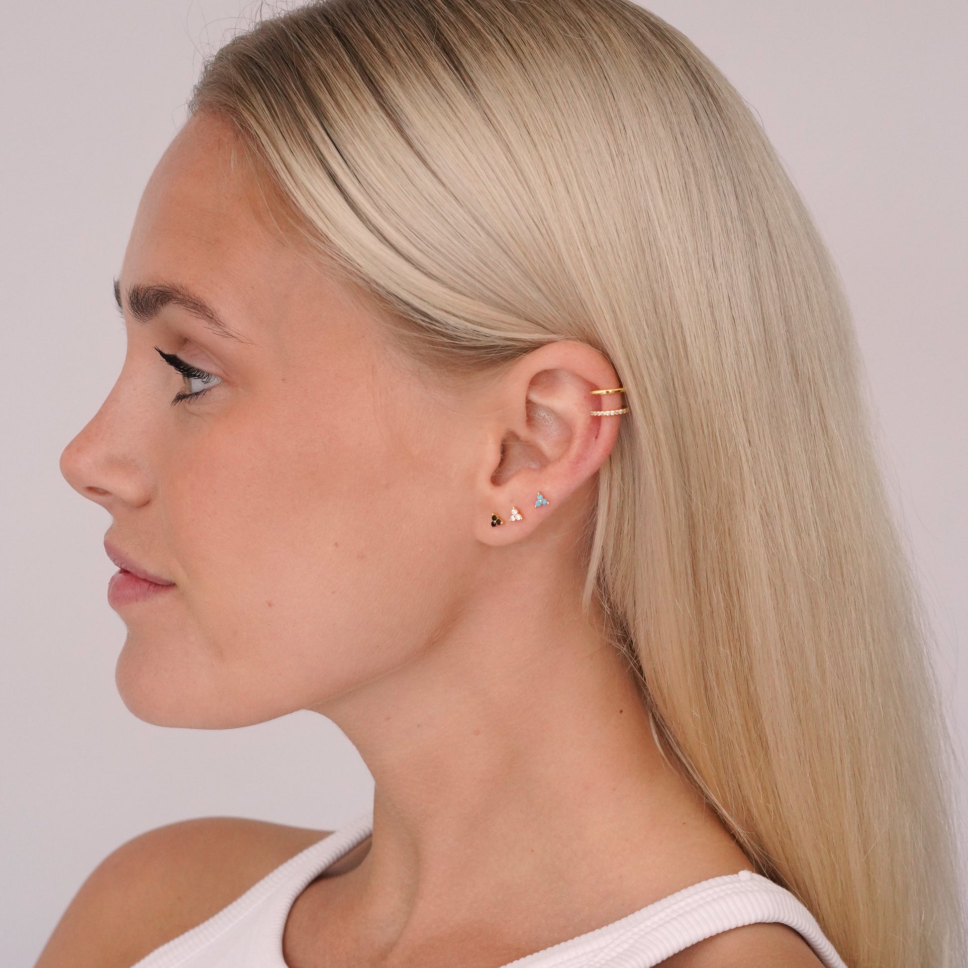 Double Crystal Pave Ear Cuff in Gold - toutjewellery