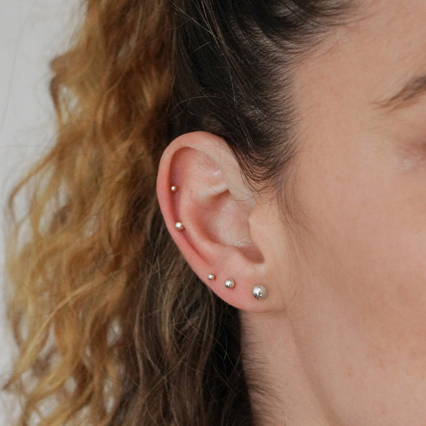 Tiny Ball Stud Earrings in Silver - toutjewellery