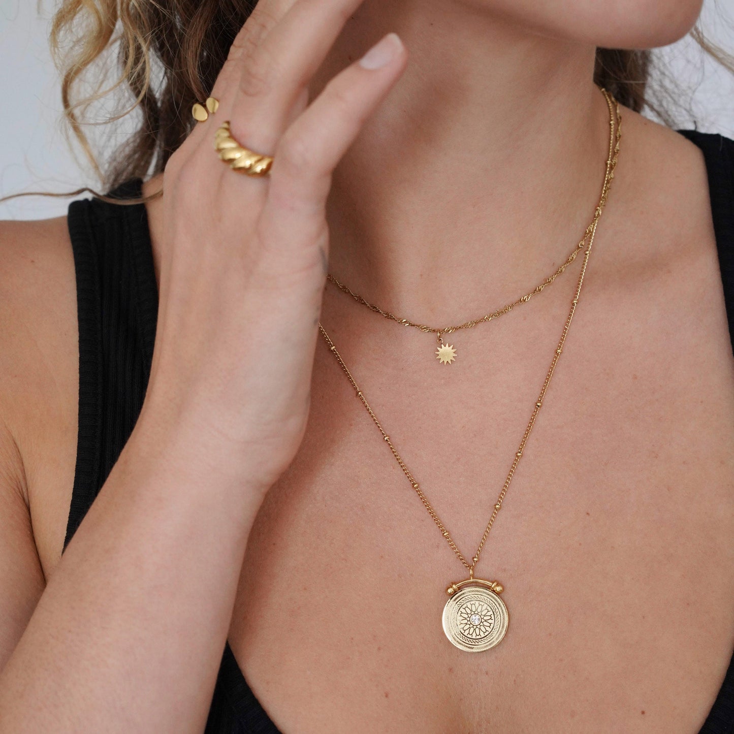 Gold Layered Coin Pendant Necklace - toutjewellery