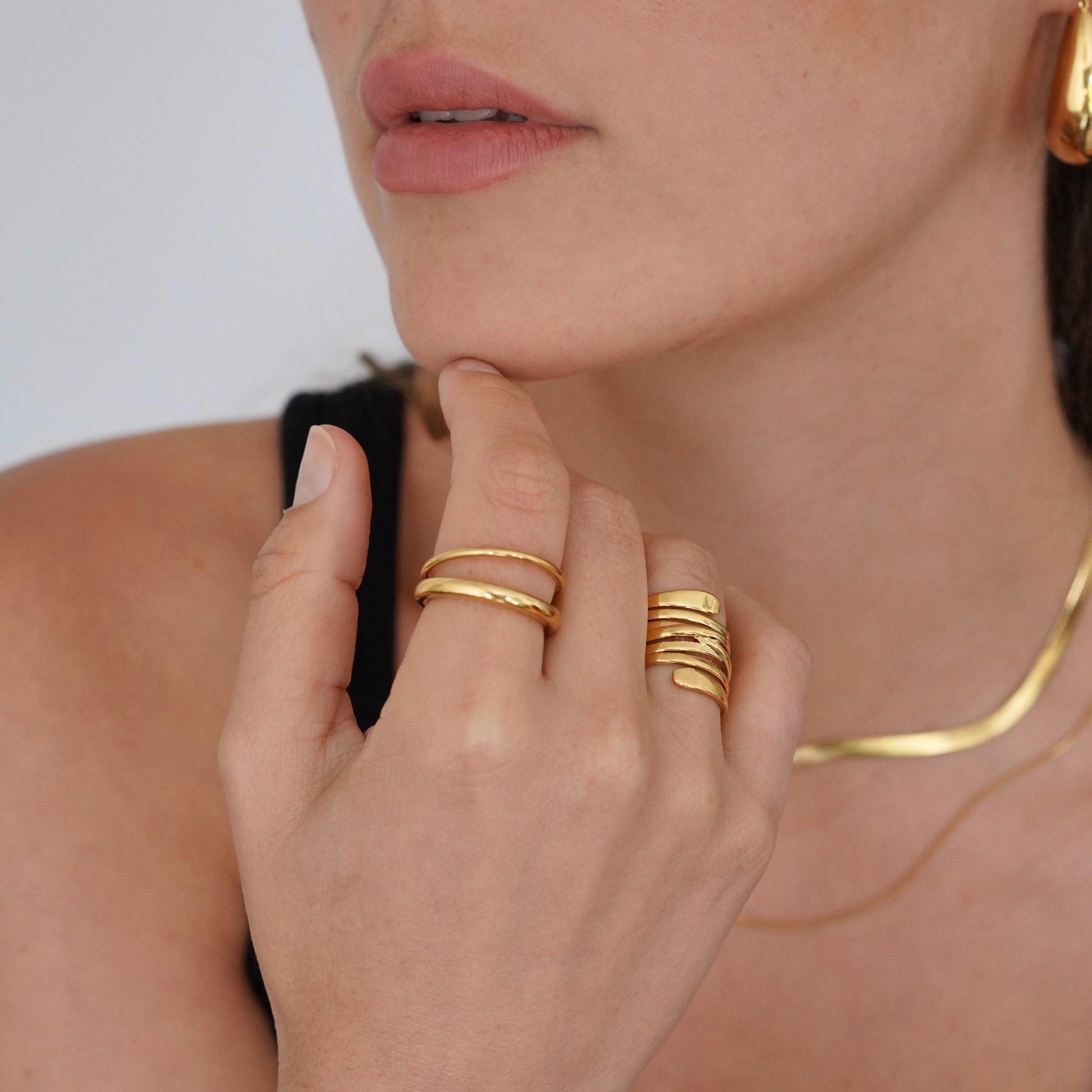 Gold Double Banded Ring - toutjewellery