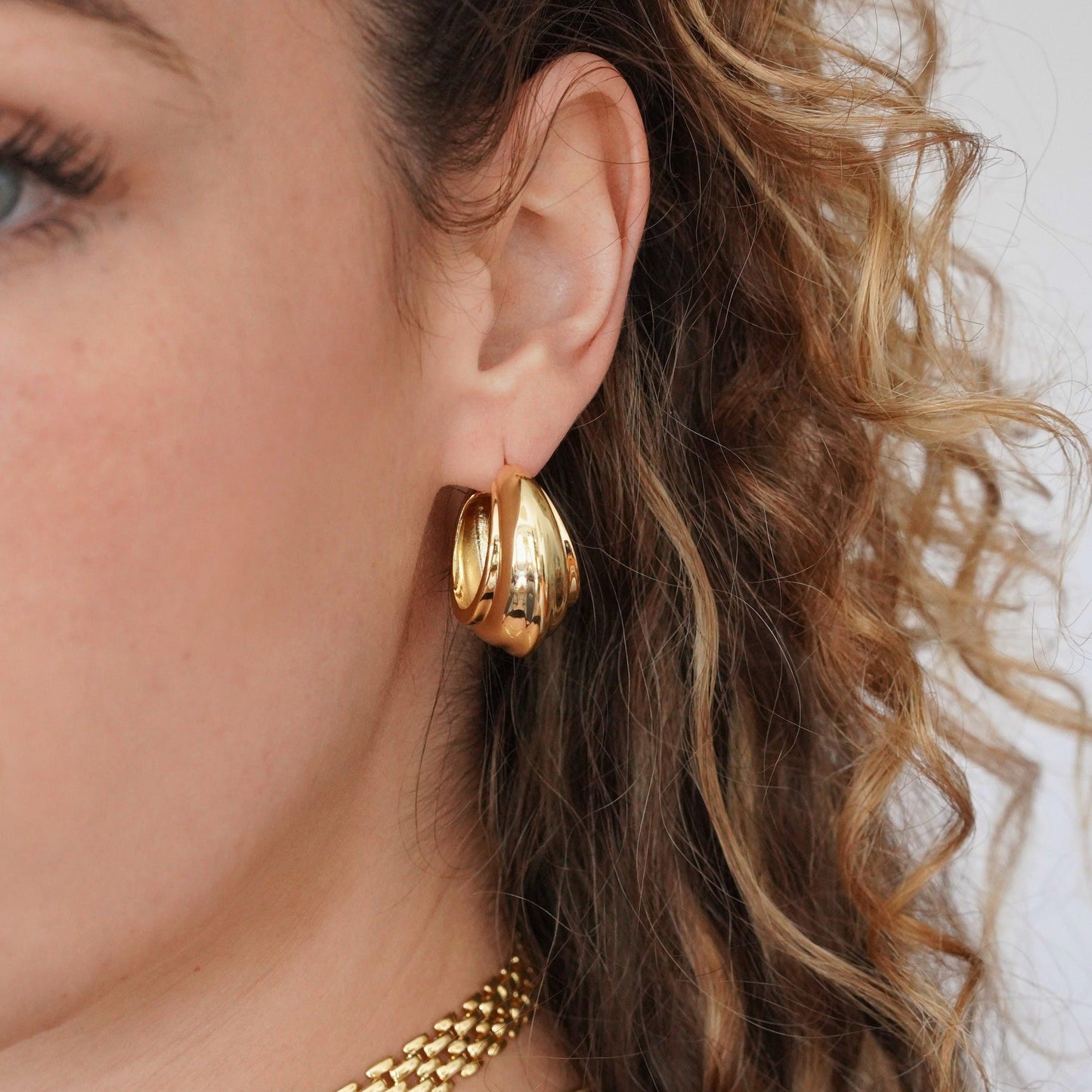 Gold Dome Hoop Earrings - toutjewellery