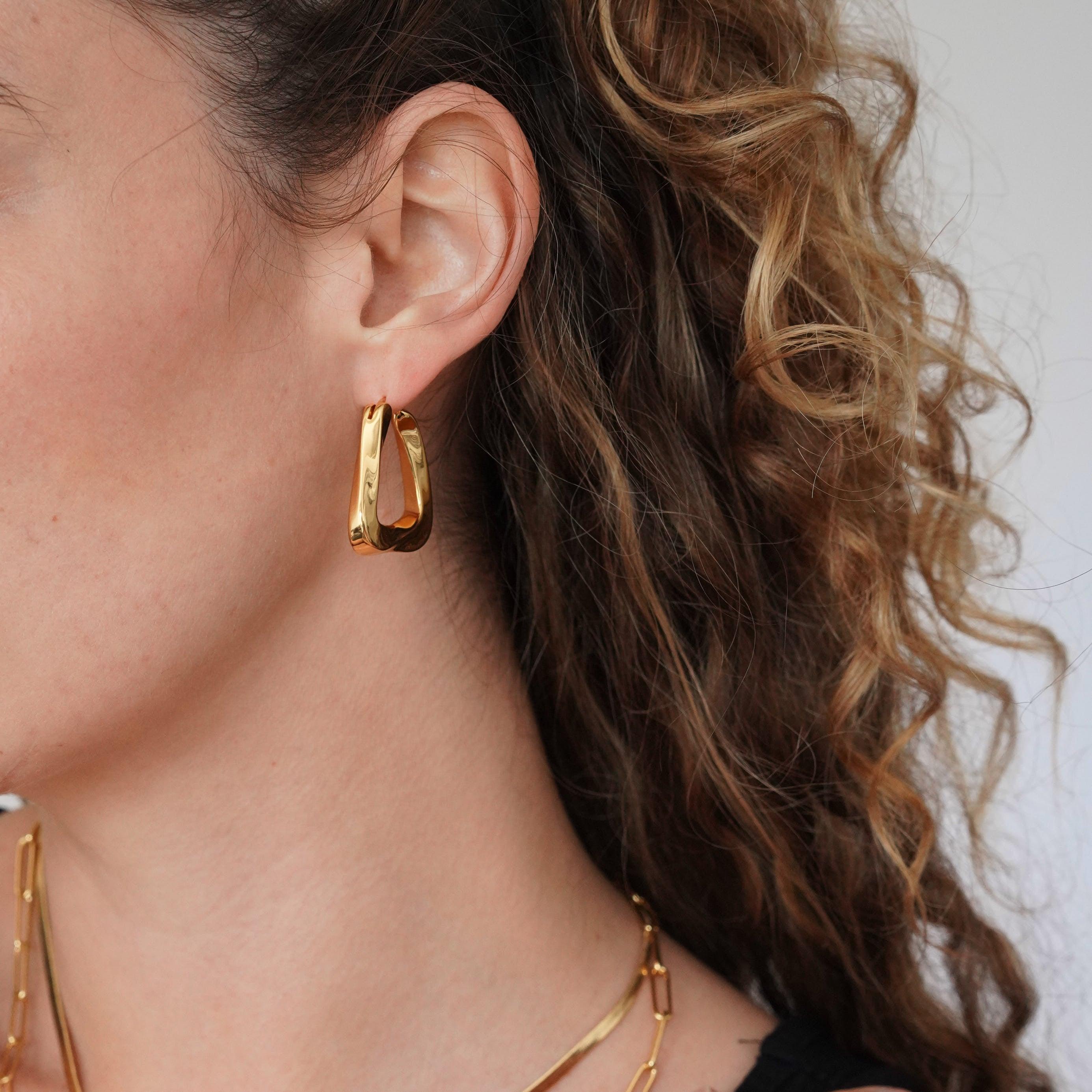 Triangle Hoop Earrings in Gold