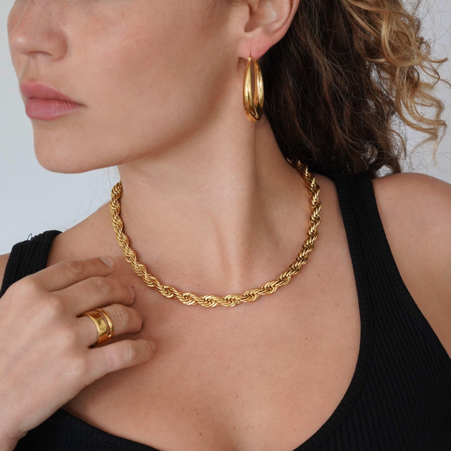 8mm Gold Rope Chain Necklace - toutjewellery