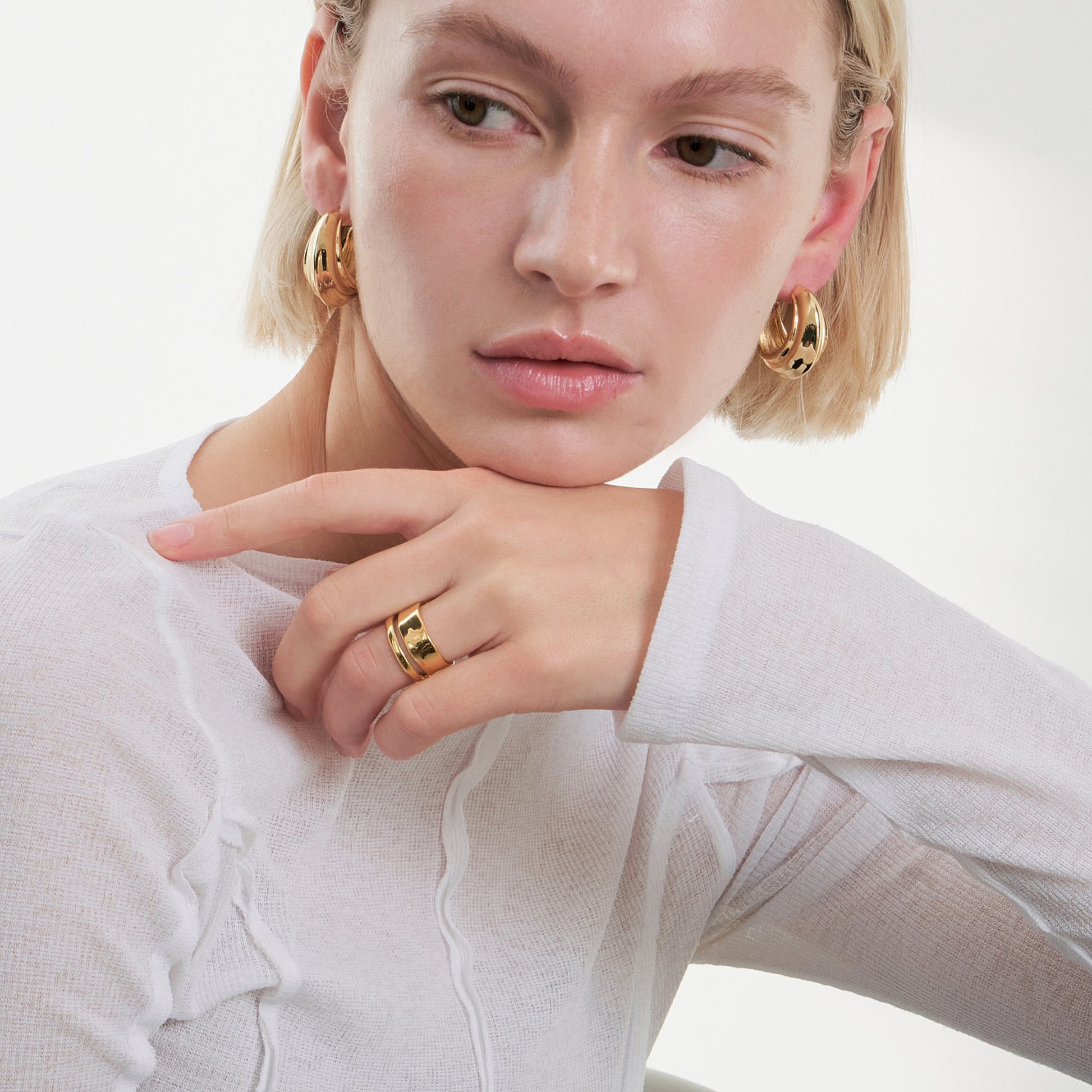 Gold Dome Hoop Earrings - toutjewellery