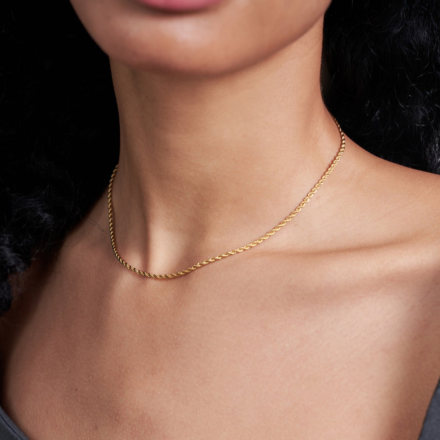 2mm Gold Rope Chain Necklace