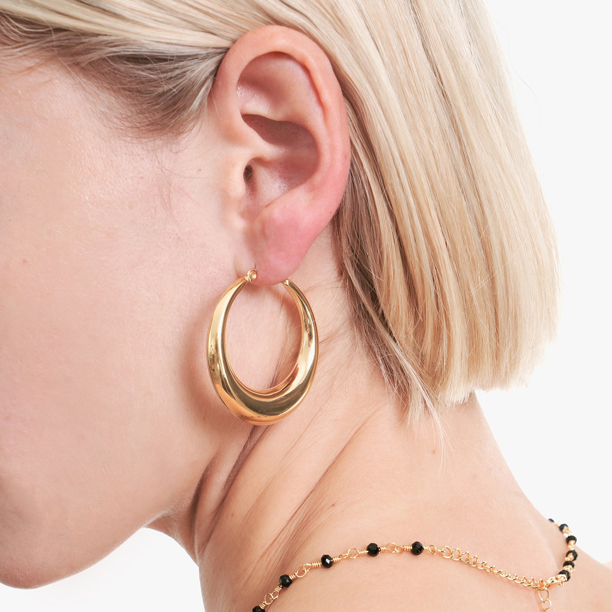 Large Hollow Hoop Earrings in Gold - toutjewellery