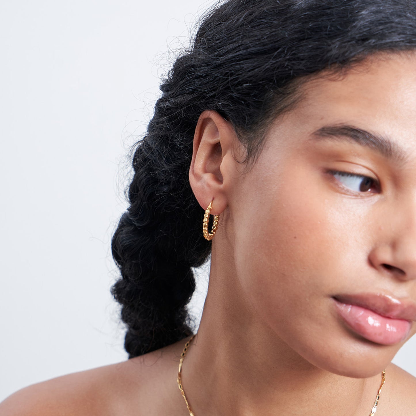 Beaded Hoop Earrings in Gold - toutjewellery