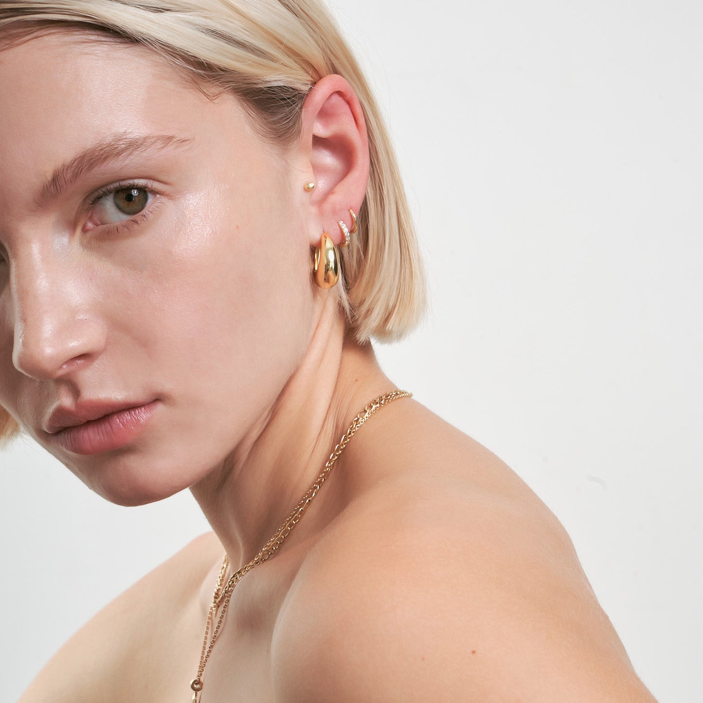 Small Chunky Dome Hoops in Gold - toutjewellery