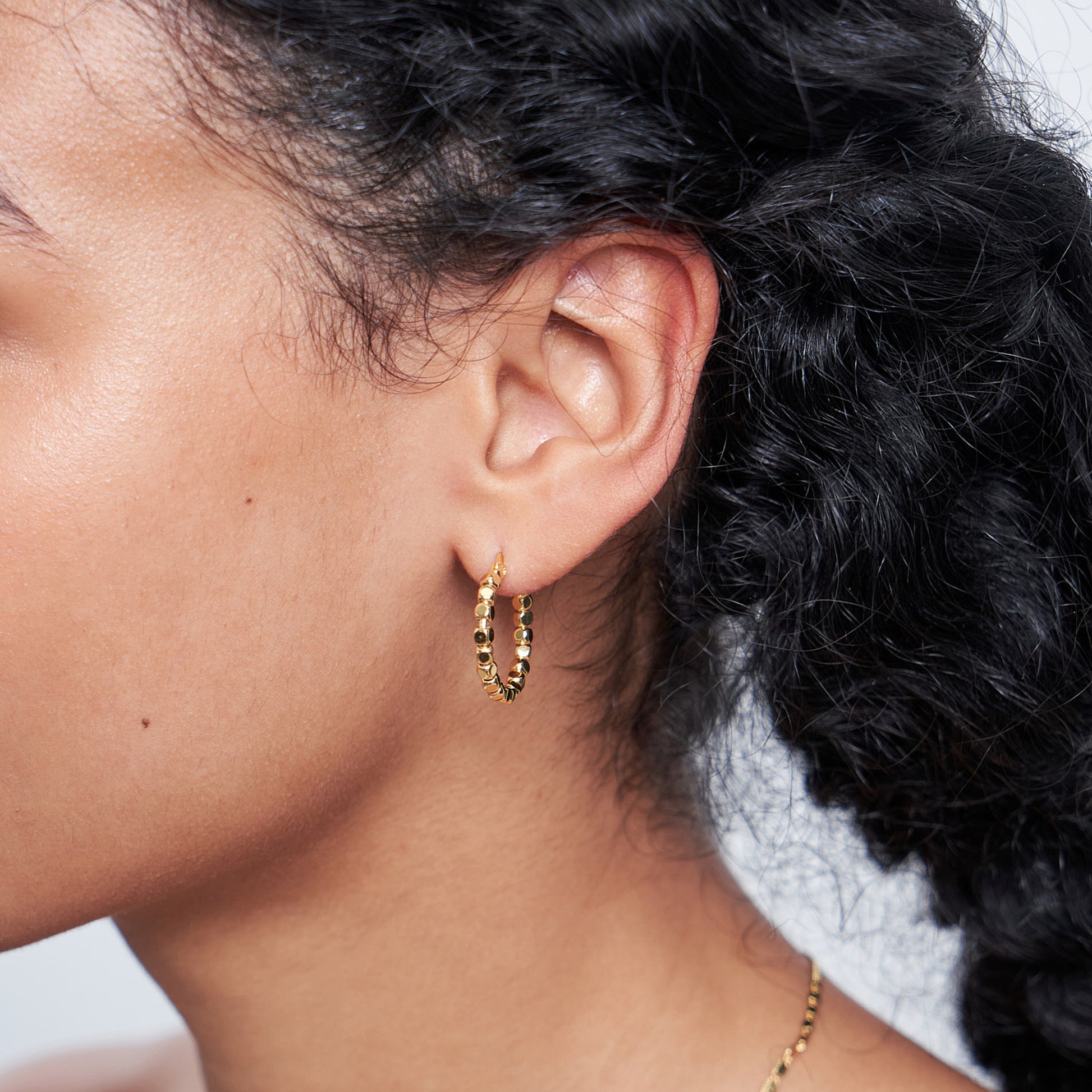 Beaded Hoop Earrings in Gold - toutjewellery