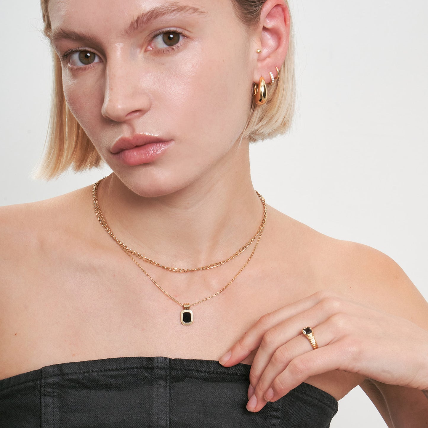 Small Chunky Dome Hoops in Gold - toutjewellery