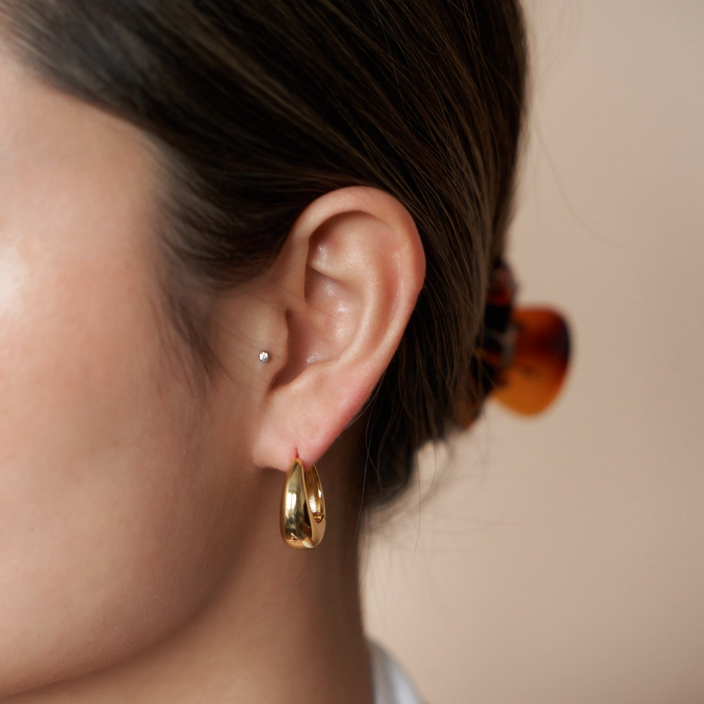 Small Chunky Dome Hoops in Gold - toutjewellery