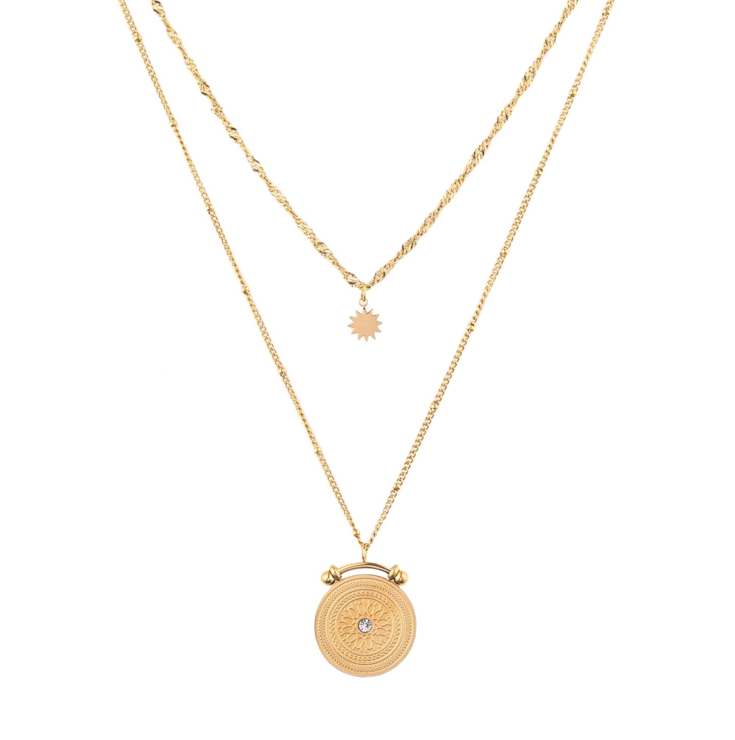 Gold Layered Coin Pendant Necklace - toutjewellery