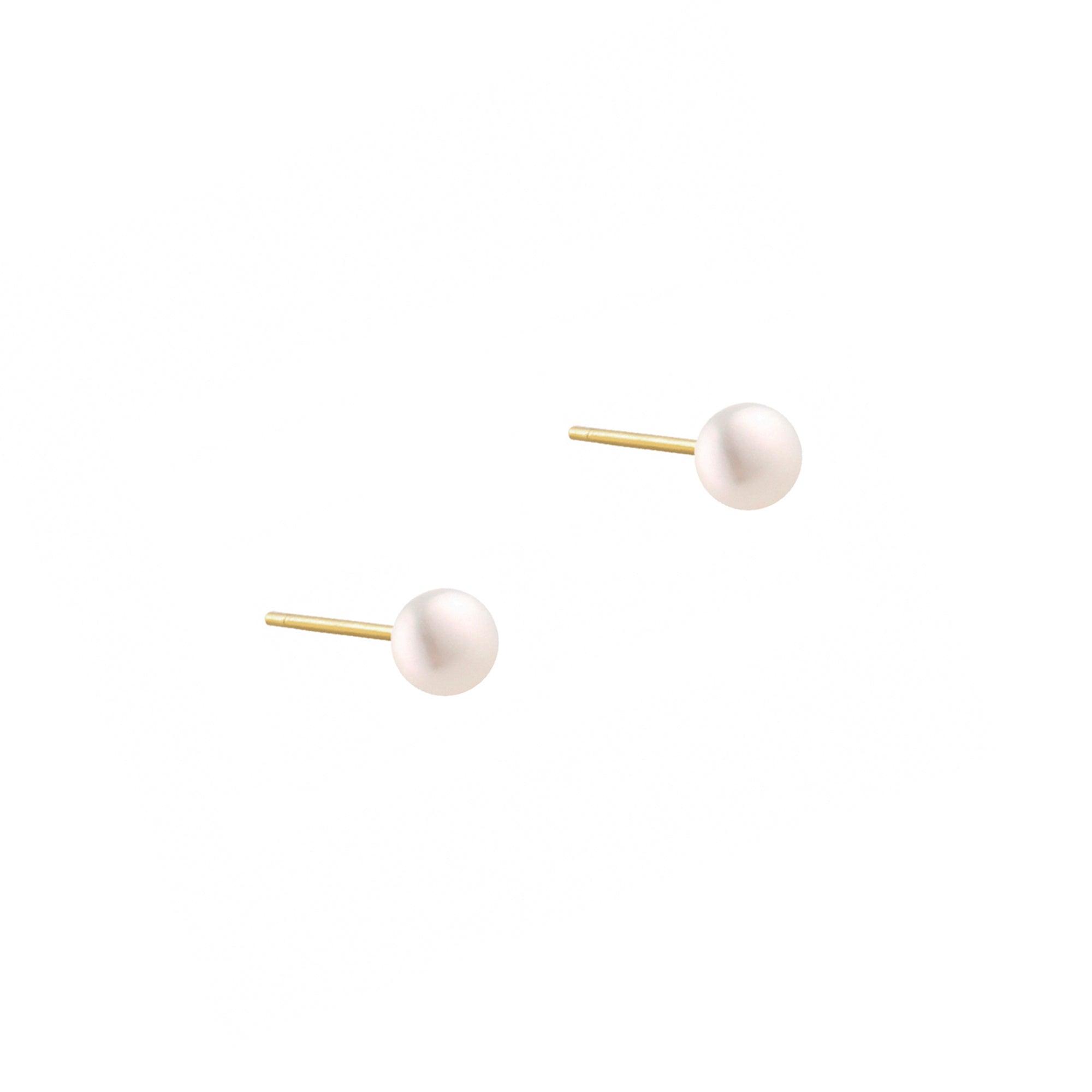 Gold Mini Pearl Stud Earrings - toutjewellery