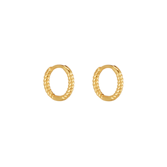 Braided Tiny Hoop Earrings in Gold - toutjewellery